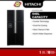 Hitachi Refrigerator Glass Black Inverter Dual Cooling Fan Fridge (540L) R-W720P7M (GBK)