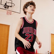 เสื้อกั๊กบาสเก็ตบอลเด็ก JORDAN ฤดูร้อน 2024 เสื้อผ้าเด็กชาย วัสดุโพลีเอสเตอร์ คอกลม แขนกุด เสื้อผ้าเ