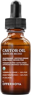 OFFERNOVA Organic Castor Oil, Pure Cold Pressed - Eyelash Serum for Hair Growth, Thicker Eyebrows - No Hexane