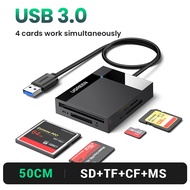 UGREEN 4 in 1 USB 3.0 Card Reader for Digital Memory Cards TF SD Micro SD, read 4 cards simultaneously 50cm