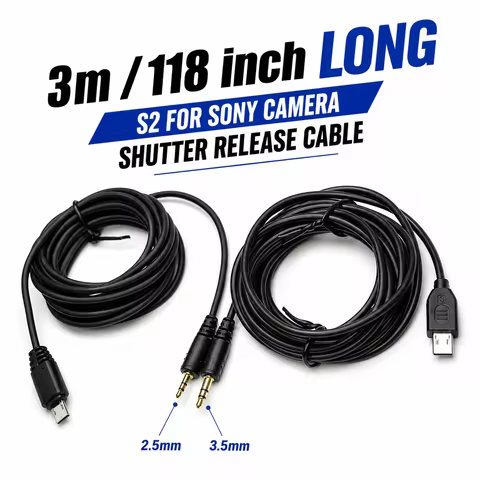 For Sony 300cm//118in Multi USB to 2.5mm/3.5mm-S2 Shutter Connection Extension Cable for sony a7/m2/