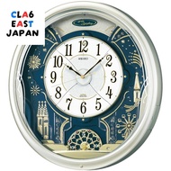 Seiko clock, wall clock, radio wave, analog, 6 songs, melody, rotating decoration, gold color, pearl
