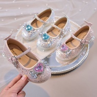 Girls Girls Princess Shoes 0 Autumn Flashing Shoes Blue Crystal Shoes Children Shoes Girls Leather S