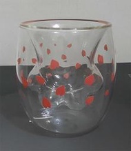 櫻花瓣 貓掌 貓爪 透明雙層玻璃杯