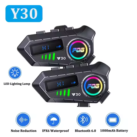 Y30 Motorcycle Helmet Bluetooth Intercom Headset 2-Way Interphone 10M IPX6 Waterproof Noise Reductio