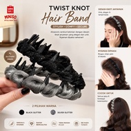 MINISO BALI | Bando Sirkam Gerigi Besar Polos Bando Korea Wanita Headband Sirkam Lilit Kain Aksesori