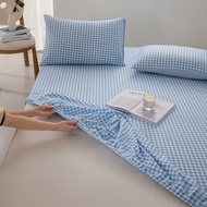 High quality small grid bedsheet washed cotton single size bed sheet Ikea pillow case pillow case 18