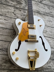 Gretsch 6120 White Jazz Hollow Body Left Handed Electric Guitar, Gold Hardware