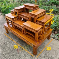 MK42 ชุดโต๊ะหมู่บูชาไม้สัก หมู่ 9 หน้า 3 50*28*35 ซม. (ก*ลึก*ส) งานไม้สัก สีย้อมเคลือบ