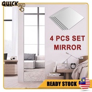 Set 4pcs Mirror Sticker Glass 30cmx30cm Wall Decor Cermin Sticker Hiasan Dinding Ready Stock