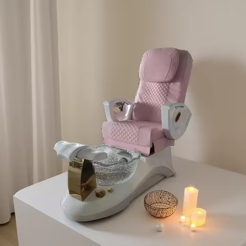 Luxury Pink Pu Leather Pedicure Chairs Beauty Shop 4 Sets Massage No Plumbing Pedicure Chair Salon B