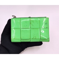 original BV green cassette enamel leather wallet