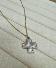 Chanel 鈕扣 老件新作 復古時尚 鑲水晶十字架項鍊Reworked