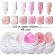 3-6PCS Nail Art Tips Extension Gel Non-stick Quick Building 3D Manicure Design Led Cure Pinch Glue E