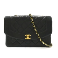 CHANEL CC Matelasse Diana 鏈條單肩包 小羊皮 黑色 二手 女士 Coco