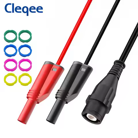 Cleqee P1204 Safety BNC Male Plug to Dual 4mm Stackable Banana Plug RG58 Coaxial Cable Oscilloscope 