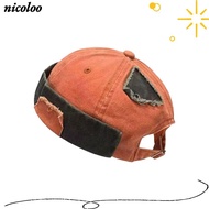 NICOLOO Melon Docker Cap, Adjustable Retro Brimless Hat,  Vintage Rolled Cuff Docker Cap Summer Spri