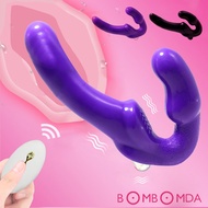 ❁◈Strapless Strap-on Dildo Vibrator for Couples Strapon for Lesiban Double Penetration Wireless Vibrator Butt Plug Anal