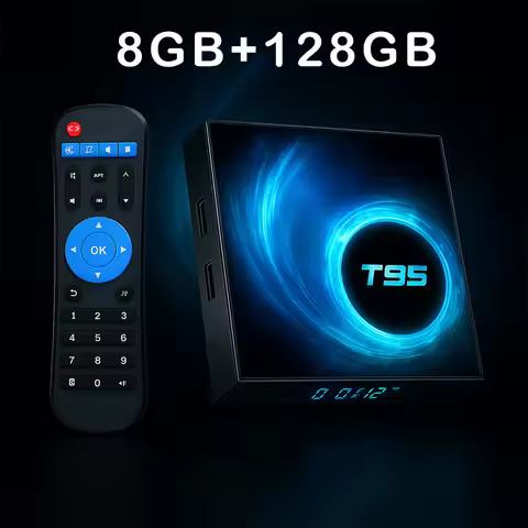 T95 8K Android 14.0 TV Box H616 4GB RAM 128GB ROM Smart Media Box 3D Video Dual Band WiFi 2.4G/5G BT