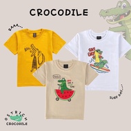 Boys T-Shirts Boys T-Shirts Motif Crocodile T-Shirt Boys Screen Printing T-Shirt Children Short Sleeve T-Shirt Children T-Shirt Crocodile Motif OSKSL
