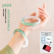Women Original Agate Bangle Chalcedony Bangle Blue-green Circle Jade Bangle Safety Bangle Jade Brace