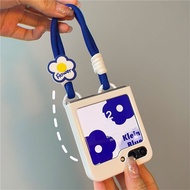 Ins Korean Cute Flower Portable Rope White Case for Samsung Galaxy Z Flip 7 Z Flip6 Flip7 ZFlip 5 Zf