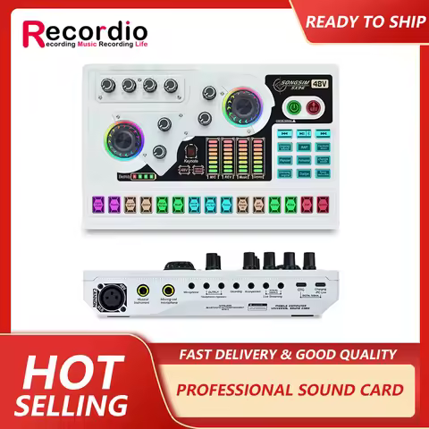 XLR Microphone Podcast Studio Professional 48V Live Sound Card Audio Interface Equipment Mic Recordi