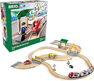 Brio World - 33209 Rail and Road Travel Set ,33 Piece Train Toy with Accessories and Wooden Tracks for Kids, Ages 3 and Up