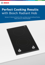 Bosch PKF375CA2E Built In Black Schott Glass Radiant Hob 30cm width, 2 Radiant cooking zones, including: 1 dual zone, 15amp connection, 2 years local warranty