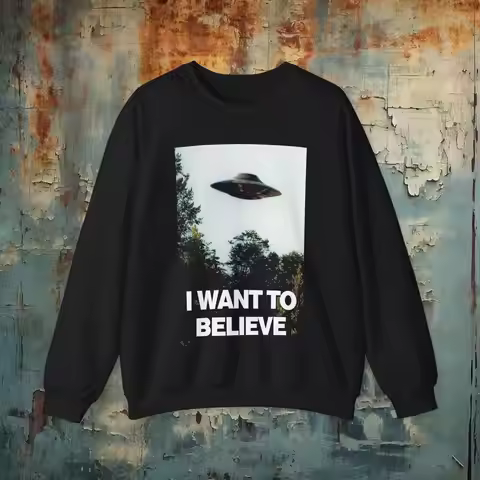 I Want to Believe Shirt Black UFO T-Shirt Hoodie Ladies X Files Shirt Alien Tee X-Files Poster Sweat