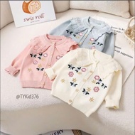 Baby girl clothes, 3-color woolJacket with floral embroidery 7-16kg AK376 Tieu Yen KID