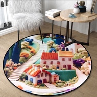 Minimalist Aesthetic Motif Floor Carpet Round Polyester Carpet 90x90 & 120x120cm Round Anti-Slip Car
