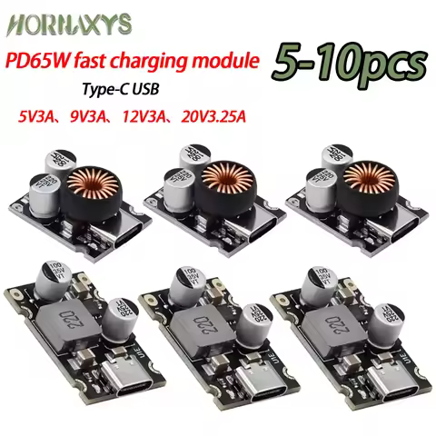 5-10pcs PD65W Fast Charging Module Type-C USB Interface Supports PD3.1 QC3.0 SCP PPS Fast Charger 5V