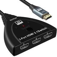 NEWCARE 8K HDMI 2.1 Switch Splitter, HDMI Switch 4K 120Hz, 3 Port HDMI Switcher Selector Box, Suppor