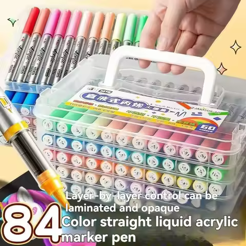 12-84 Colors Acrylic Painting Marker Waterproof Acrylic Brush Marker Professional Acrylic Marker Set