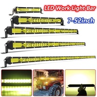 52inch White/ Yellow Light Super Slim LED Work Light 12V 24V 7-52 Inch Sports Flood Light for ATV Ca