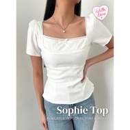 With Love The Brand | SOPHIE TOP | Elegant White Women's Top | Feminine Puff Sleeve Blouse | Modern 