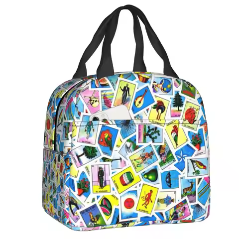 Custom Loteria Card Mexican Bingo Lottery Resuable Lunch Boxes Women Multifunction Cooler Thermal Fo