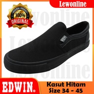 EDWIN EW2512 Canvas Slip-On Shoe Black Shoe / Kasut Kain Sarung Hitam
