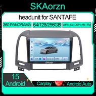 SKAorzn 9นิ้วสำหรับ Hyundai Santafe 2005-2012 Android15 64 128 256GB 4G LTE Carplay IPS 2K QLED คำสั