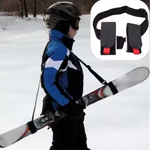 Nylon Skiing Bags Adjustable Pole Shoulder Hand Carrier Lash Handle Straps Porter Hook Loop Protecti