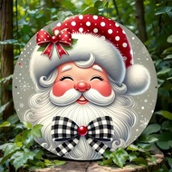 Festive Merry Christmas Santa Claus Metal Sign – 7.8x7.8 Inch Wall & Door Decoration for Home, Farmh