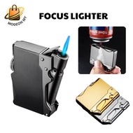 Windproof FOCUS Lighter Butane Gas Refillable Adjustable Blue Flame Lighter