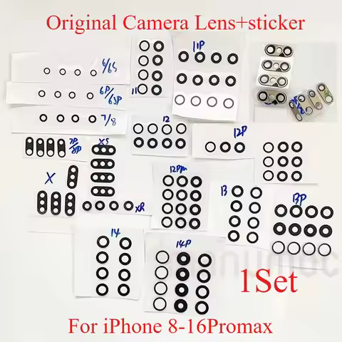 1Set Original Back Camera Glass Lens With Sticker For iPhone 7 8 Plus X XS Max 11 Pro 12 13 Mini 14
