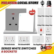 (SIRIM)【LINIER ULTRA SLIM】 Switch Socket Modern Wall Switches SPACE GREY 13A 15A 20A Socket Outlet 【