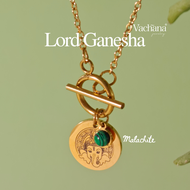 Vachana - Ganesha Malachite T Bar Necklace