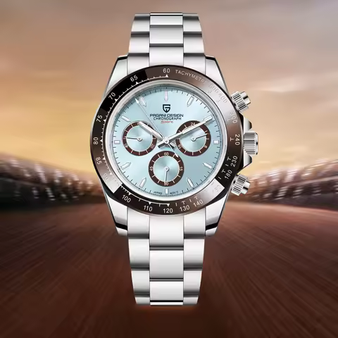 PAGANI DESIGN 2026 New Ice blue Luxury Quartz Watch Men Sports Chronograph Automatic Date Stainless 