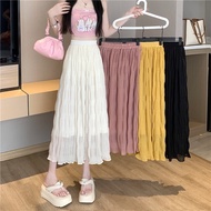 Faye Chiffon Highwaist Stretchable Midi Skirt 雪纺皱褶高腰松紧腰垂感中长款半身裙