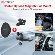 PROfezzion CD Slot &amp; Vent Clip Combo Magnetic Metal MagSafe Car Mount Holder for iPhone 15 14 13 12 Pro Max&amp;MagSafe Phone Case,Metal Material&amp;Triangle Lock Structure Design,High Stability