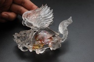 飛天白水晶龍龜 開運/招財/防小人(收藏品)